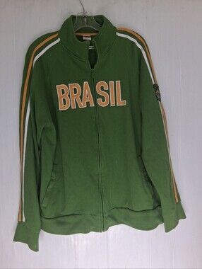 Roma Atletica 'Brasil' Men's Zip-Up Track Jacket Size XXL Green/Orange